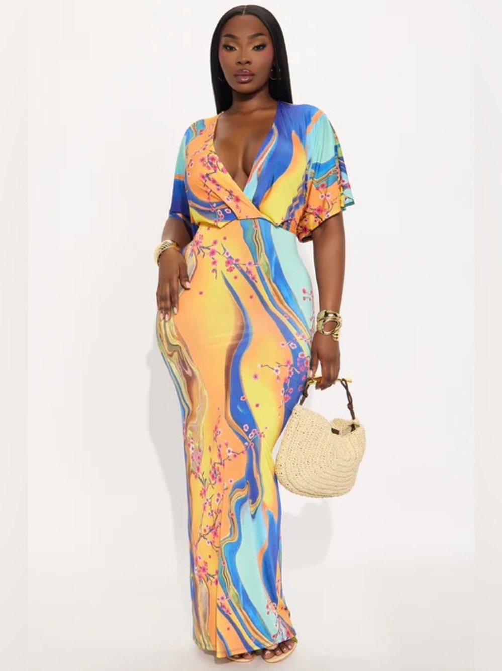 Short Sleevr Maxi Dresa